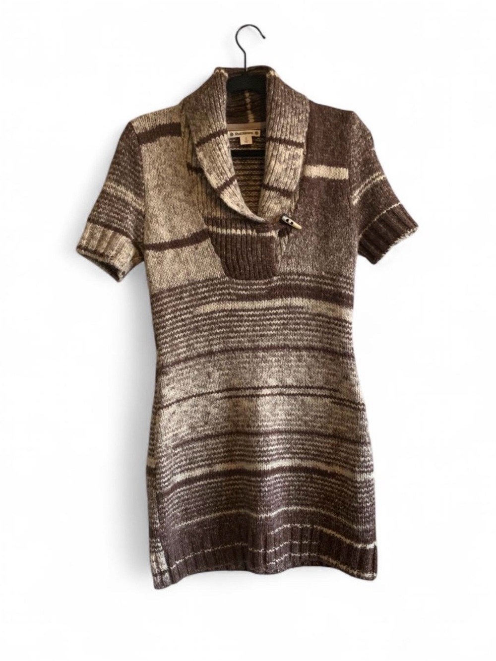 Y2K Ruff Hewn Brown Striped Knit Dress Size Small